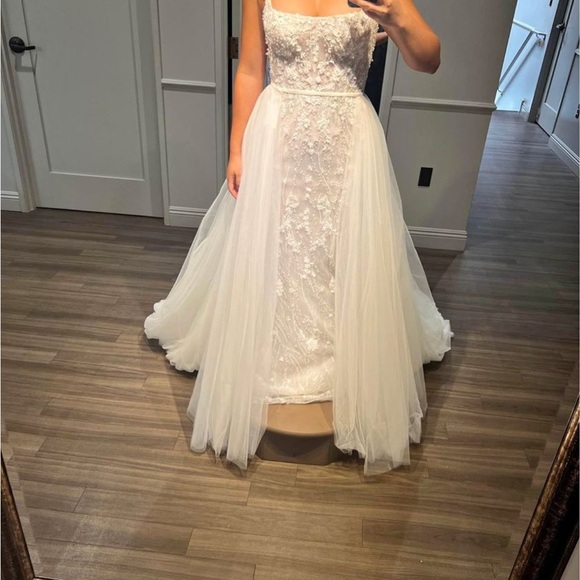 RARE WATTERS BRIDE TULLE BOW CLIP TRAIN SKIRT 10 - Picture 9 of 9